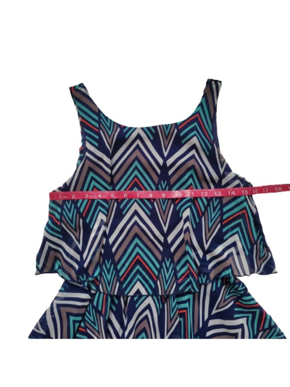 Sequin Hearts Women's Layered Look Chevron Print Sleeveless Mini Dress Size 5 - Picture 7 of 11